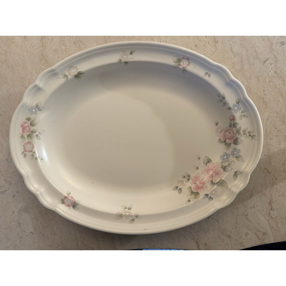Pfaltzgraff Tea Rose Large Oval Serving Platter Made in the USA 15" x 10 1/4"